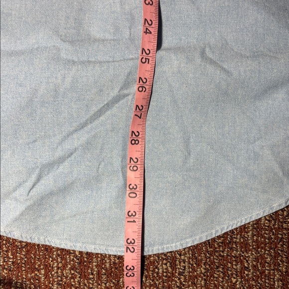 Vintage Chaps Ralph Lauren men’s short sleeve light wash denim Button-Down Shirt - Picture 9 of 12